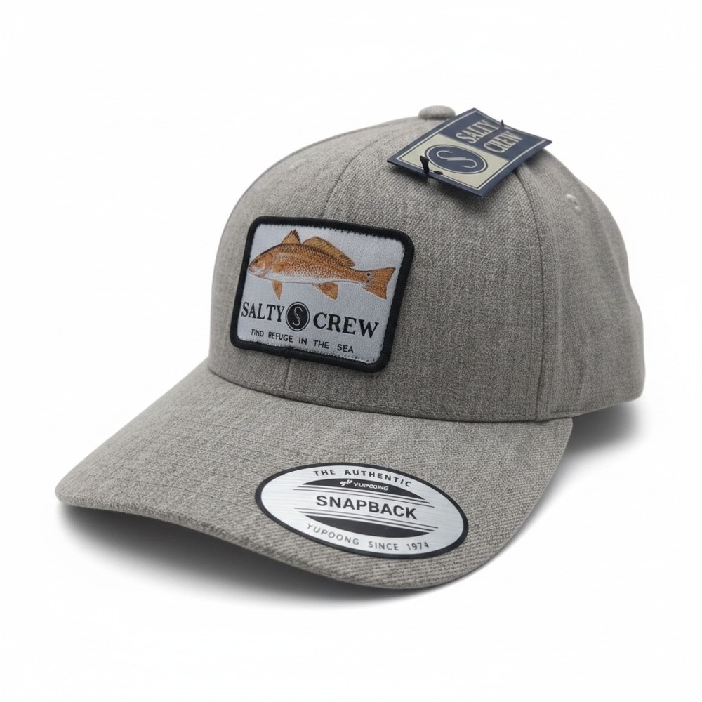 Salty Crew Redfish Snapback Hat Grey Yupoong Classics Fishing Cap New